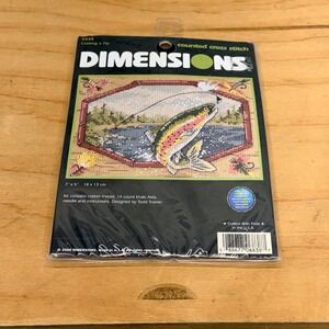 Dimensions Casting Fly Counted Cross Stitch Kit 6838 Rainbow Trout Todd Trainer